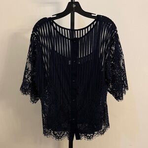 Navy Lace Women's Top